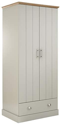 GFW - The Furniture Warehouse Kendal 2 Door 1 Drawer Wardrobe - Grey & Oak