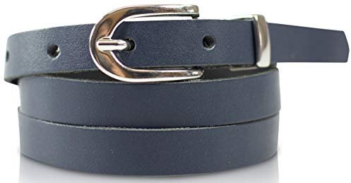 fashionchimp Basic Damengürtel aus 100% echtem Leder, schmaler Gürtel, Breite ca. 1,5cm, Made In Germany (Marineblau, 90/BW75)