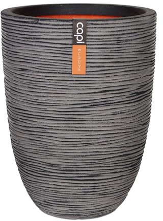 Capi Europe - Gefäß elegant niedrig Rib NL - 34x46 - Anthrazit - Öffnung Ø27 - Blumentopf für den Innen- und Außeneinsatz Bruchsicher - 100% recycelbar - KOFZ782