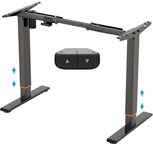 FLEXISPOT Basic Bureau Assis Debout Bureau Électrique Réglable en Hauteur, Cadre en Acier à 2 Étages avec Puissant MoteurBouton, Haut et Bas, Noir