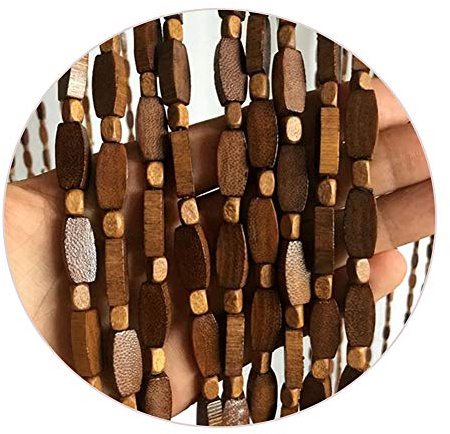 Refue Wood Beaded curtains for Doorway, Partition Door Beads Curtain, Fly Screen Panel, Handmade Woven, Wall Hanging Home Decor Divider, Vintage coffee 80×200cm/32×79in（50 Strands）