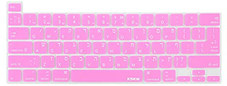 XSKN Tastaturabdeckung aus Silikon für MacBook Pro 13,3 Zoll (33,8 cm), 40,6 cm, mit Touch-Bar und Touch-ID – A2251 A2289 A2338 M1 A2141 (US EU Common Version, Hebräisch Pink)