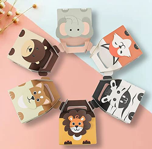 Kesote 12 Geschenkbox Kindergeburtstag Schachtel Kinder Boxen zum Befüllen Plätzchen Tier Karton Dschungel Kisten