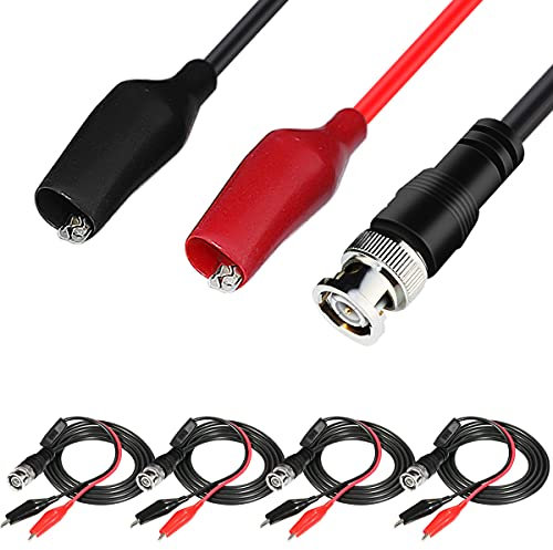 Xiatiaosann Câbles de test BNC 4PCS, sondes d'oscilloscope BNC vers pinces crocodiles, BNC vers mini-pinces de test Pinces crocodile vers câbles BNC pour la vidéosurveillance