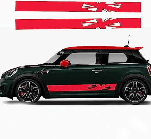 Generico Strisce Adesive Fiancate England Bandiera Inglese Ricambio Compatibile con Mini: Cooper, S, SD, One, JHONN Cooper, Works Decal Auto LOLLOMOTO (Grigio Chiaro Lucido)