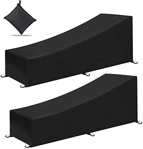 Gartenliege Abdeckung, 2 Stück 200x70x40/75cm Schutzhülle Gartenliege Abdeckhaube Gartenmöbel Sonnenliege, Schwerlast 210D Oxford Gewebe Schutzhülle für Liegestuhl Deckchair