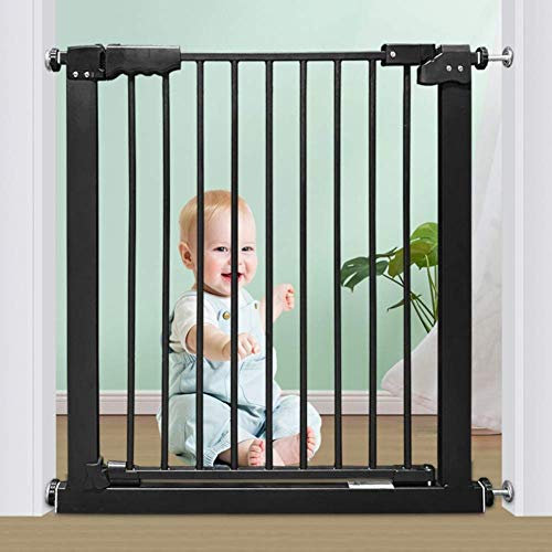Sywlwxkq Pressure Fit Metal Safety Gate, Door & Stair Gates, Suitable as Baby Gate & Pet Gate, Auto-Close, Fits Openings 61cm - 86.9cm (Color : Black, Size : 61-62.9cm)