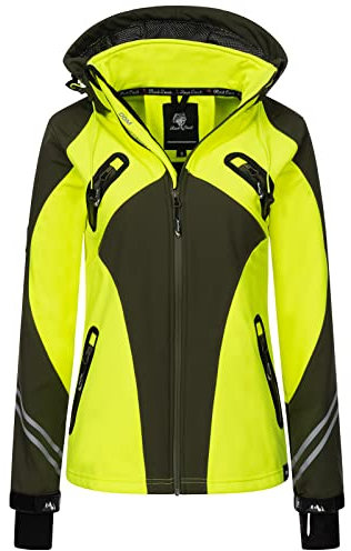 Rock Creek Damen Softshell Jacke Windbreaker Regenjacke Übergangsjacke Softshelljacke Damenjacke Regenmantel Outdoorjacke Kapuze D-466 Khaki XL