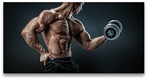 Paul Sinus Leinwandbild 120x60cm Bodybuilder Hantel Muskeln Kraft Fitness Sixpack Training Motivation