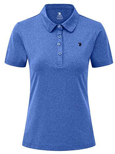 YSENTO Womens Short Sleeve Polo Lady-fit Shirt Premium Sports Golf Polo T-Shirts(Blue,3XL)