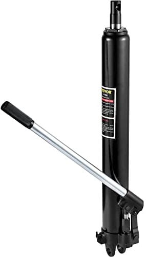 VEVOR Vérin Hydraulique Long pour Grue d'Atelier 3 T, Cylindre Hydraulique Support Moteur avec Pompe à Simple Piston et Base à Chape, Tige Hydraulique pour Chèvre Levage Moteur, Entretien, Noir