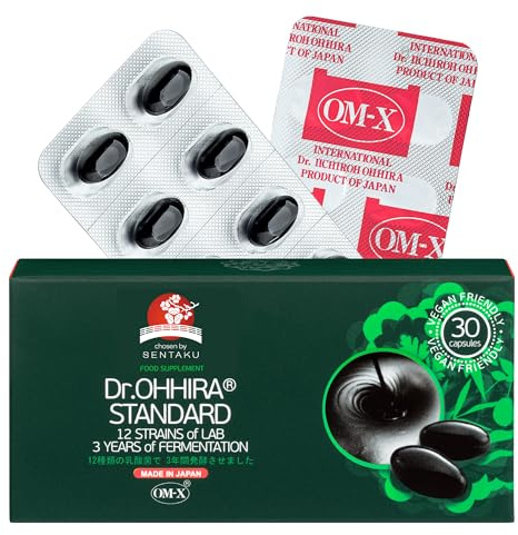 Dr.OHHIRA® Standard Probiotika, Präbiotika & Postbiotika für Darmflora | Dreijähriger Fermentationsprozess unter von 12 lebenden nützlichen Darmbakterien 14 Obstsorten, Nahrungsergänzung–30 Kapseln