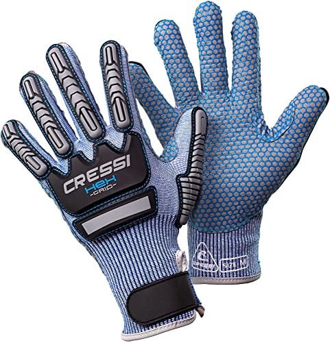 Cressi Hex Grip Gloves - Schnitt und Abriebfeste Handschuhe für Apnoe und Tauchen, Blau, L, Erwachsene Unisex