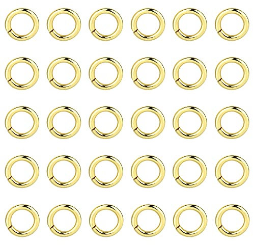 100 Stück Biegeringe Offene Sterling Silber 925, 14k Vergoldet Offene Ringe Springe Schmuckschnalle Verbindungsringe für Schmuckherstellung Ketten Halskette Armband Schmuckzubehör 4mm