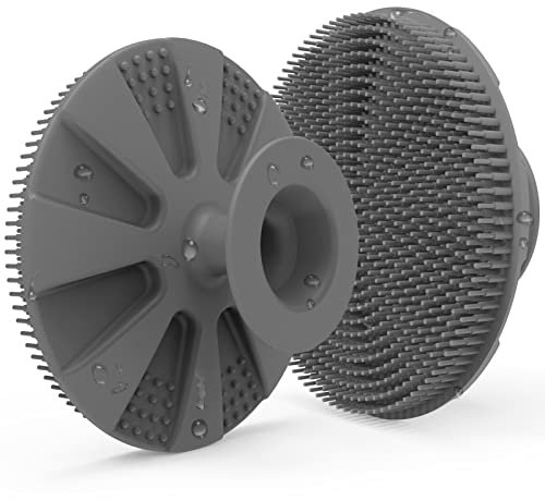 BEAUTAIL Silicone Body Scrubber Shower Bath Cleansing Brush Gentle Exfoliating Scrub Loofah for Women Men Baby Sensitive Skin, Easy to Clean, Lathers Well, More Hygienic, 1 Pack, Gray