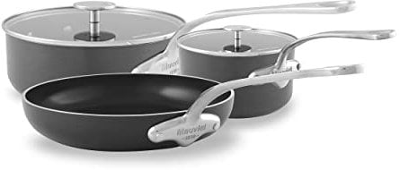 Mauviel 1830 M'Stone 3 Hard Anodized Nonstick 5-Piece Cookware Set With Cast Stainless Steel Handles, Made In France