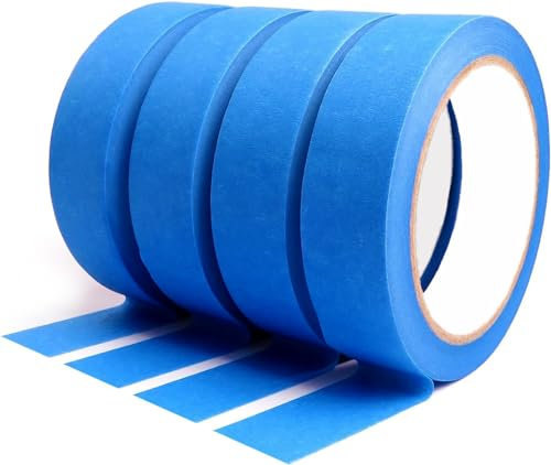 DOAY Blau Malerkrepp 25 mm x 27.5 m (4 Rollen) - Kreppband für Malerarbeiten und Renovierungen - Abklebeband zum Streichen, Lackieren - Leicht abnehmbares Abklebeband