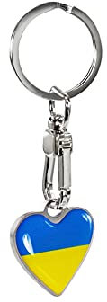Avisa Schlüsselanhänger aus Edelstahl - 'Herz' Ukraine, Silber