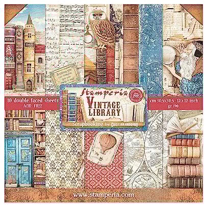 Stamperia, Vintage Library 12x12 Inch Paper Pack