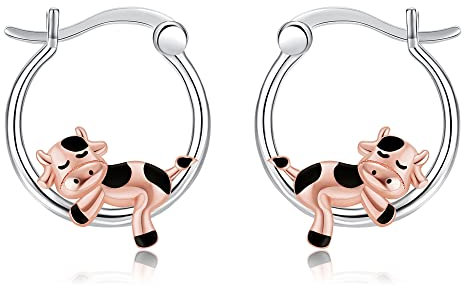 Kuh Ohrringe Sterling Silber Kuh Creolen niedliche Tierkuh Schmuck Geschenke für Frauen Mädchen