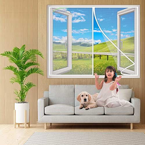 Zanzariera Magnetica per Finestre, 240x260 cm Zanzariera Tenda, Chiusura Automatica Adsorbimento Magnetico Si Chiude da Sola, per Finestre D'Ingresso Finestre Cortili- Bianco H