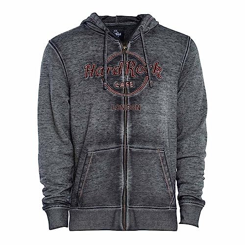 Hard Rock Herren Double Burnout Zip Hoodie Charcoal, london, Large