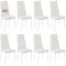 buybyroom Juego de 8 sillas de Cocina de Metal, Silla de Mesa de Comedor cómoda, Asiento Acolchado, Blanco
