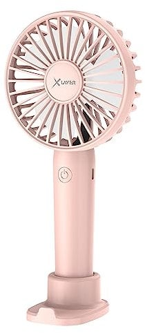 Xlayer Mini Handventilator I Tischventilator I Wiederaufladbar I Tragbarer Akku Ventilator leise I 3 Geschwindigkeiten I Mini Ventilator für Reisen, Büro, Festival, Camping I Geschenke für Frauen