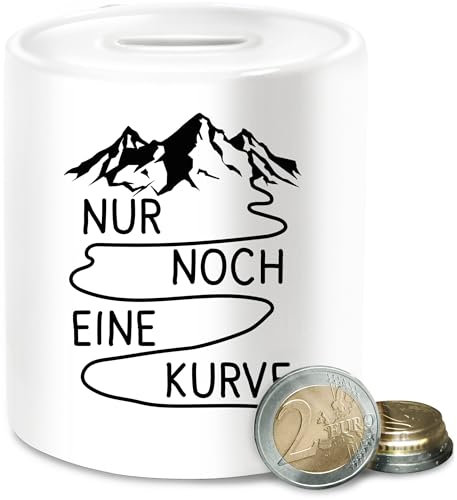 Spardose - Wandern - Spardosen - Nur noch eine Kurve - Unisize - Weiß - Wanderfreunde Berg Geschenk Berge Bergen Wander Wanderer Kurven sprüche ich gehe Spruch