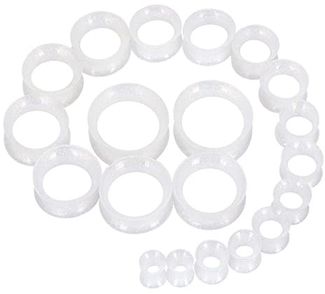 Longbeauty 20er Set/10 Paare Weich/Hart Silikon Tunnel Set Dehnungsset Ohr Piercing Schmuck Double Flared Flexible Stretching Expander, Transparent(Weich)