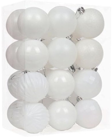 24 Pieces 60mm Christmas Balls Decoration Shatterproof Christmas Tree Baubles Glitter Christmas Hanging Ball for Holiday Wedding Party Decoration, White