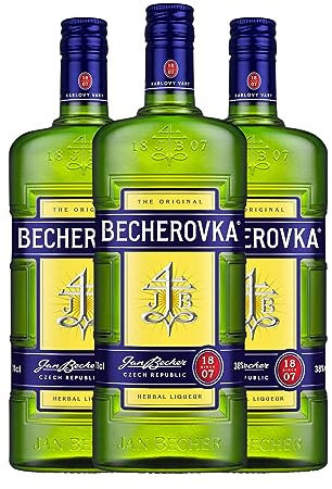 Licor de hierbas Becherovka Botella Misil 1 L (Caja de 3 Botella Misil de 1 L)