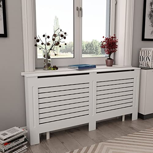 Homgoday Radiator Covers 2 pcs White 172x19x81.5 cm MDF, Radiator Cover Grill Shelf Cabinet, Heater Covers Modern Radiators Shelf, Hallway Decorative Wall Cabinets for Living Room 1460