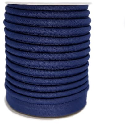 TEXTEX = Piping for Sewing, Decoration, and Crafts. Composition 50% Cotton and 50% Polyester. Total Width of 15mm, Cord of 5mm, and Flap of 10mm. 10 Meter Reel - (Navy Blue)