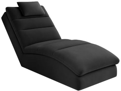 Casa Padrino Luxus Chaiselongue mit Kopfkissen Schwarz 85 x 170 x H. 92 cm - Wohnzimmer Liegesessel - Relexliege - Recamiere - Wohnzimmer Möbel - Luxus Möbel