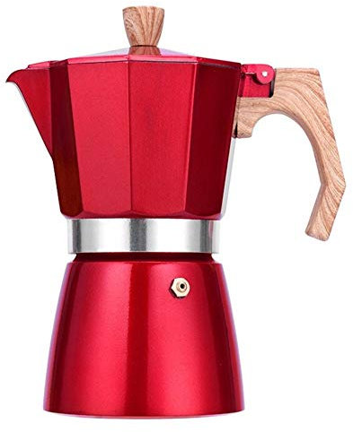 OQHAIR Caffettiera Moka Caffettiera Manuale Elettrodomestici da Cucina Caffettiera Espresso Domestica Piano Cottura Caffettiere (Colore : Rosso, Dimensioni : 3 Cup) (Red 9 Cup)