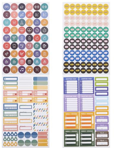 GORGECRAFT 12 Blatt Gewohnheits-Tracker-Aufkleber Bunte Planer-Aufkleber Zähne Musik Geschenk Obst Übung Mini-Symbole Wöchentliche Lernausgaben Für Gesunde Ernährung Workout Kalender Tagebuch Planung