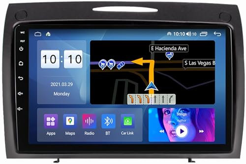 PLOKM Autoradio Radio Android 12 mit Sat NAV Car Stereo 9'' für B-ENZ SLK Class R170 R171 W171 2004-2011 Fahrzeug Multimedia Player, Unterstützung DAB+ AM FM Receiver Radio M100S