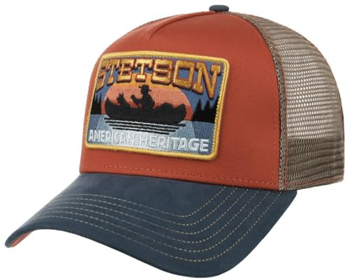 STETSON Casquette Trucker Canoe Small Enfant - de Baseball Mesh Snapback, avec Visiere, Visiere Printemps-ete - Taille Unique Bleu-Rouge