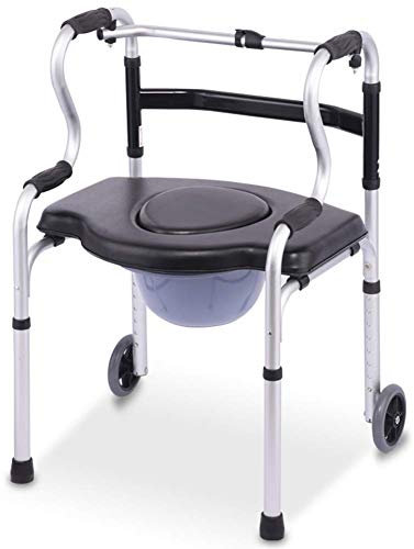 Bedside Commode, Shower Chair, Raised Toilet Seat Walkers for seniors Walking Frame,Walking Frame 2 Wheeled Rollator Walker Commode Over Toilet Chair with Padded Seat And Back Heig VBTJWRFE