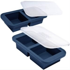 Souper Cubes Silicone freezer tray with lid for 2 cups, perfect for storing lasagna, leftovers, sauces, portioned meals and more, silicone soup freezer molds