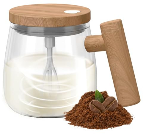 400ML Selbstrührende Tasse: Automatische Rührtasse Elektrischer Hoher Borosilikatglas Selbstrührender Becher Hoher Borosilikatglas, Kaffeetasse für Kaffee, Milch, Heiße Schokolade, Saft (braun)