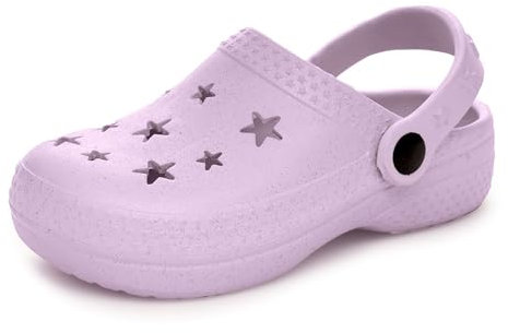 Thingimijigs Sabots pailletés légers pour filles, sandales d'été, chaussures de plage et de piscine, lilas, 27/28 EU