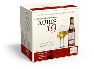 Riegele Geschenkbox Auris 19 - Goldenes Feuer - Das malzige Starkbier, Craft Beer aus Bayern (8 x 0,33l)