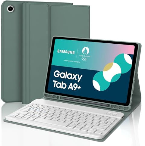 IVEOPPE Clavier Samsung Tab A9 Plus 11 2023, AZERTY Français Étui Clavier Magnétique Bluetooth sans Fil Etui Housse pour Samsung Tab A9 Plus (SM-X210/X216/X218), Vert foncé