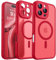 CANSHN Cover Magnetica per iPhone 16 Pro(6,3 Pollici), Compatibile con MagSafe, [Protezione Completa Della Fotocamera], Custodia Traslucida Opaca Protettiva Sottile Antiurto, Rosso