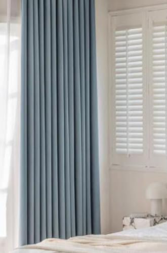 KnSam 2er Set Blau Gardinen Vorhang Deko, Verdunkelungsvorhang Extra Breit Einfarbig, Chenille Ösen Vorhänge Gardinen Verdunkeln Gardine Blickdicht Fenster, Jeder B 86 x H 160cm