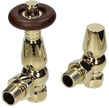 Traditional Thermostatic Radiator Valves Gold Polished Brass TRV Set+ L/S Bentley