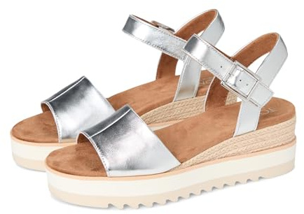 TOMS Diana Damen Espadrille mit Metallic-Plateau, lässiger mittlerer Absatz, 5,1–7,6 cm, silberfarben, silber, 38 EU