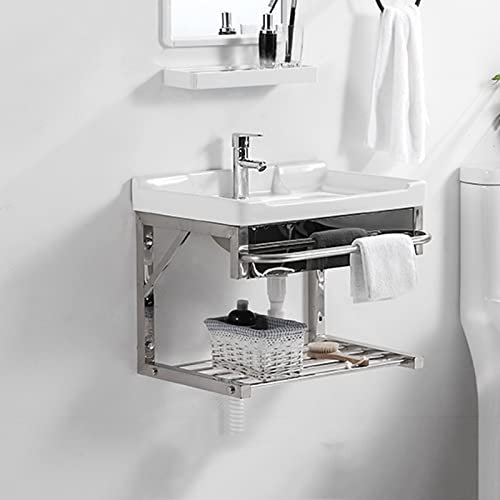 Lavabo Mural en céramique, Petit évier de Salle de Bain, Support Mural Triangulaire Blanc, éviers à Linge en céramique, lavabo en Porcelaine pour Ferme, vestiaire, Restaurant, buanderie, Cuisine,